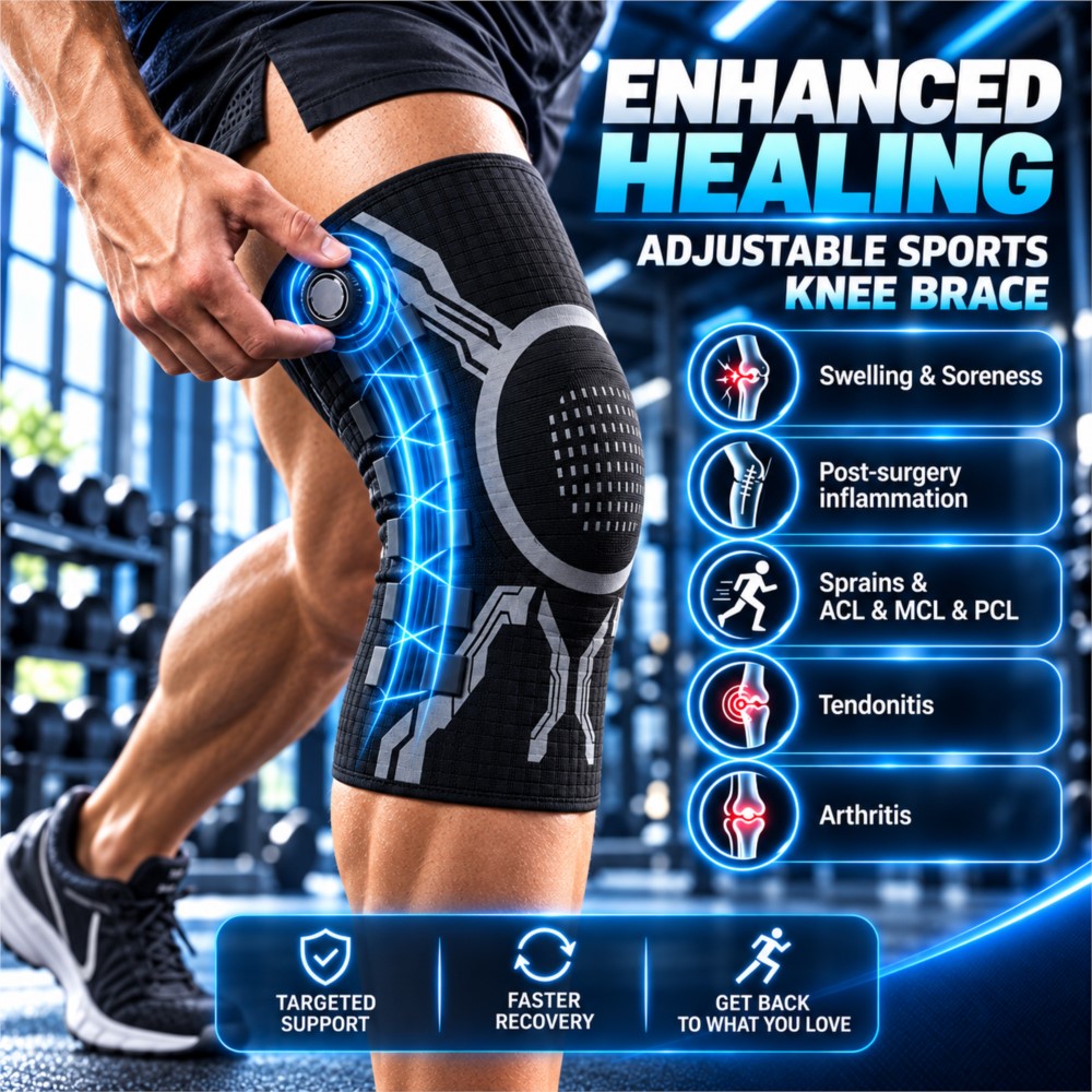 Compression Sleeve Calf - Ayarlanabilir Akıllı Düğmeli Dizlik, Yan Stabilizatör,